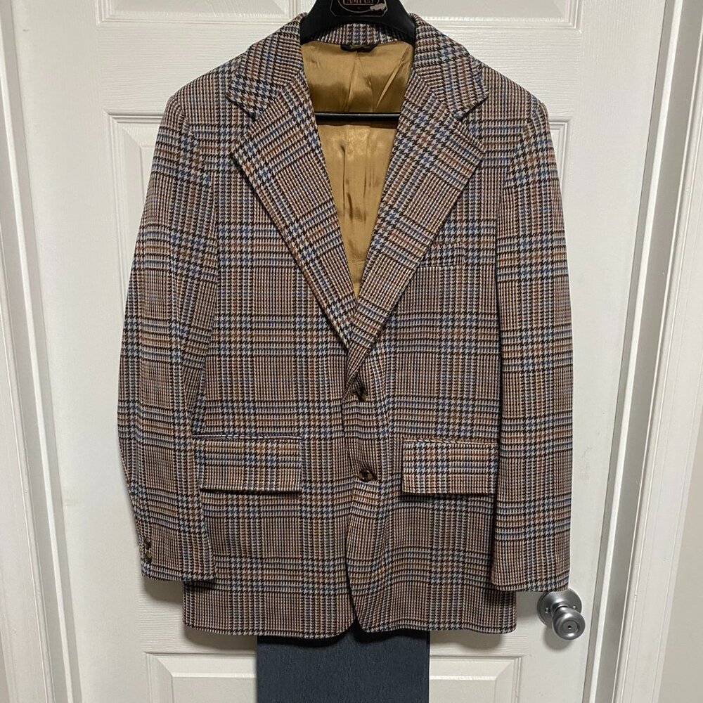 Men's VINTAGE Tweed Plaid Sport Coat